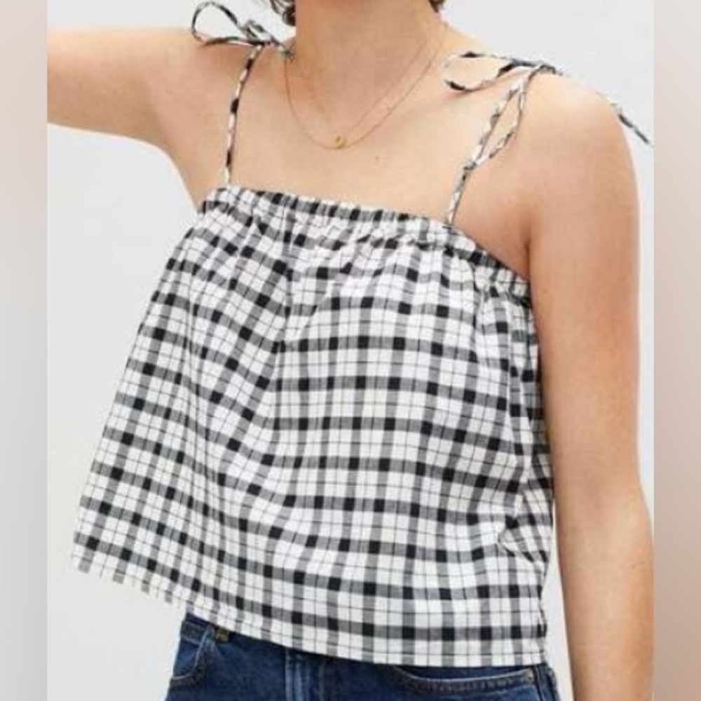 Everlane The Flowy Cami in Black Gingham - Size S